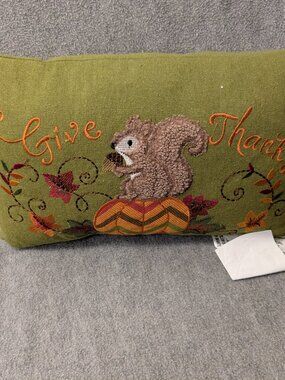 New! Give Thanks Embroidered Pillow